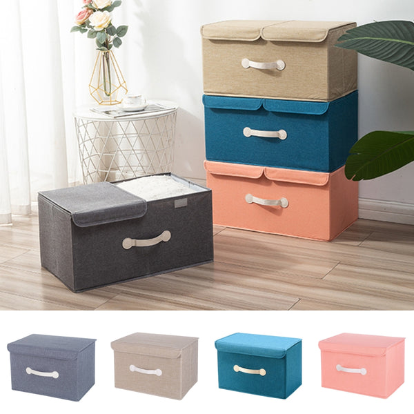 Fabric Foldable Storage Bin Set Collapsible Storage Box Cube Closet Organizer with Lid and Handle