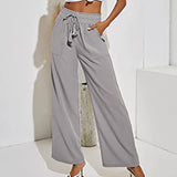 Women Elastic Waisted Wide Leg Loungewear Ladies Baggy Long Pants High Waist Lounge Harem Casual Loose Palazzo Pants