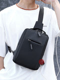 USB Charging Port Waterproof Chest Pack Backpack Men Fashion Shoulder Sling Bag Large Capacity Travel Outdoor Crossbody Daypack