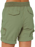Women's Cotton Linen Wide Leg Cargo Shorts Casual Multi Pockets Loose Fit Shorts