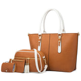 4Pcs Women Leather Handbag Tote Crossbody Shoulder Bag Card Holder Small Pouch