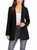 Women's Solid Casual Blazer Office Work Long Sleeve Open Front Jacket for Autumn and Winter