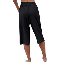 Women Yoga Capris Pants Button Straight Leg Loose Comfy Lounge Pants