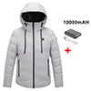 Mid-Ten Men's Heated Jacket USB Electric Heated Coat Vest Hooded Heating Winter Clothes Thermal Outdoor Heating Pad Outwear-Full Zip Down Cotton Jacket with Battery Pack 10000mAH
