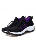 Ferndule Women Shoes Wedges Mesh Breathable Non Slip Wide Width Sneakers Ladies Purple 5.5