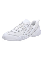 Ferndule Girls Breathable Round Toe Dance Sneakers Competition Lightweight Lace Up Training Cheer Shoes White 2Y