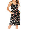 Women Backless Spaghetti Strap Dress Floral Print Pocket Summer Sexy Beach Dress