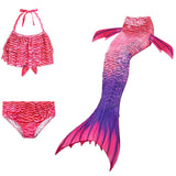 Kids Girls 3Pcs Mermaid Tail Swimming Bikini Set Swimwear Swimmable Costumes Kit
