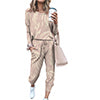 Womens Tie-Dye Pajamas Set Loungewear Homewear Long Sleeve Tops + Pants Trousers