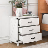 Gplesas Office Modern Bedside Furniture With 3 Drawer White Cabinet Stable Legs Sturdy Nightstand Ample Space Hallway Bedroom
