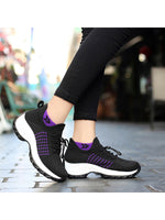Ferndule Women Shoes Wedges Mesh Breathable Non Slip Wide Width Sneakers Ladies Purple 5.5