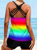 S-XL Women 2 Piece Tankini Swimsuit Set With Push Up Bra Padded Swimwear Beachwear Bathing Suit With High Waist Boyshorts