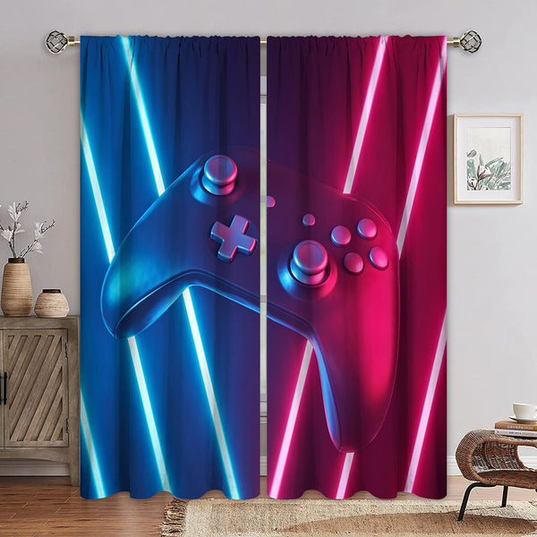 Goory Adults Teens Gamepad Bedroom Curtains Video Game Player Window Curtains for Kids Boys Modern Gamer Window Treatments Drapes Decor Living Room Darkening Curtains
