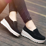 Women Suede Loafers Moccasins Pumps Slip On Wedge Casual Shoes Height Increase