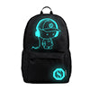 Spostyle Canvas School Backpack for Boys Girls College Anime Luminous Backpack 15.6 inch USB Lightweight Daypack Cartoon Bookbag Lunch Bag Pencil Case, Black/Gray