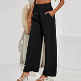 Women Elastic Waisted Wide Leg Loungewear Ladies Baggy Long Pants High Waist Lounge Harem Casual Loose Palazzo Pants