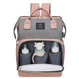 Large Backpack Diaper Bag with Changing Station, Foldable Crib Baby Bed Mommy Travel Nursing Bag Waterproof Tote Shoulder Nappy Bag Bottle Insulated Bag