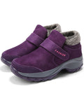 Womens Walking Shoes Winter Warm Fur Lining Ankle Boots Magic Tape Hiking Shoes