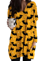 Casual Sweatshirt for Women Halloween Shirts Long Sleeve Black Cat Shirt Baggy Loose Fit Pullovers with Pockets Pumpkin Print 2 M