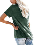 Women's Solid Color Pocket T-Shirt Casual Loose Tops Pullover Blouse Basic Tee