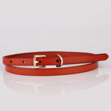 Women Ladies Skinny Pin Buckle Belt Genuine Leather Adjustable Dress Waistband