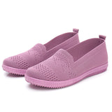 Women Comfortable Flat Slip On Shoes Casual Red Breathable Anti-slip Sneakers