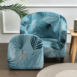 2-Piec Tub Club Slipcover, Modern Non Slip Stretch Round Barrel Chair with Cushion Couch Sofa Cover Protector for Bar Cafe Kids Living Room