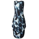 Lumento Tie Dye Print Tank Dress for Women Summer Casual Sleeveless Dress Boho Beach Long Dress