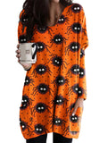 Casual Sweatshirt for Women Halloween Shirts Long Sleeve Black Cat Shirt Baggy Loose Fit Pullovers with Pockets Pumpkin Print 2 M