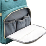 Large Backpack Diaper Bag with Changing Station, Foldable Crib Baby Bed Mommy Travel Nursing Bag Waterproof Tote Shoulder Nappy Bag Bottle Insulated Bag