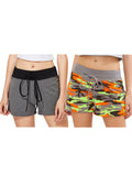 Womens Casual Printed Yoga Shorts Fitness Gym Hot Pants Elastic Waist Drawstring