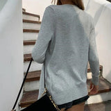V Neck Button Down Knit Cardigan for Women Knitwear Long Sleeve Soft Basic Thin Sweater
