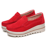 Women Suede Loafers Moccasins Pumps Slip On Wedge Casual Shoes Height Increase