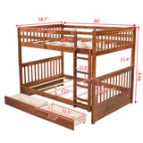Gplesas Teens Adults Homes Gardens Wood Full-Over-Full Full-Length Guardrail Heavy Duty Bunk Beds Frame With Ladders And 2 Storage Drawers Space-Saving