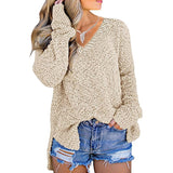 Womens Fuzzy Knitted Sweater Sherpa Fleece Side Slit Full Sleeve Jumper Outwears