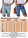 Women Tassel Skinny Stretch Ripped Midi Jeans Streetwear Summer Denim Short Pant