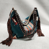 Women Vintage Tassel Canvas Shoulder Bag Oversized Beach Bag Tote Handbag Purse