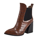 Women's Solid Color Ankle Boots Slip On Anti Slip Pointed Toe Casual Block Boots