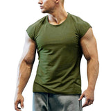 Men's Crew Neck Tops Gym Bodybluilding Fitness Muscle T-Shirt Loose Pullover