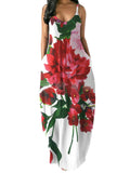 Women's Loose Floral Maxi Dresses Casual Long Dresses 2 Side Pockets Boho Dress