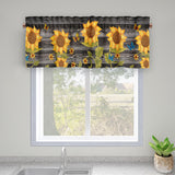 2 Piece Sunflower Printed Short Window Curtain Slot Top Cafe Tier Rod Pocket Kitchen Scarf Bathroom Valance
