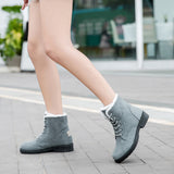 Women's Snow Boots Winter Ankle Boots Lace Up Cotton Warm Fur Lined Anti-Slip Platform Booties Outdoor