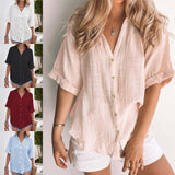 Women Loose Solid Color Tee Shirt Ladies Basic T-shirt Short Sleeve Vacation Roll Casual Blouse