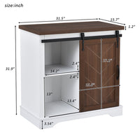 CUH Bathroom Storage Cabinet, Farmhouse Freestanding Accent Cabinet, Sliding Barn Door, Thick Top, Adjustable Shelf, Kitchen Buffet Entryway Table, Thick MDF Board