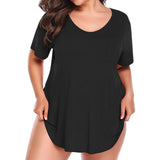 Women Casual Oversized V Neck Short Sleeves Tops T-Shirt Blouses Pullover Pocket