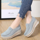 Women Suede Loafers Moccasins Pumps Slip On Wedge Casual Shoes Height Increase
