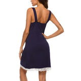 Womens Chemise Sleepwear Lace Trim Nightgown Jersey Nightshirt Nightwear