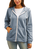Women Long Sleeve Zipper Up Hooded Hoodie Sweater Coat Cardigan Outwear Overcoat