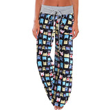 Women's Elastic Waist Pants Slacks Casual Baggy Loose Wide Leg Pajamas Trousers