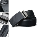 Men Genuine Leather Dress Ratchet Belt With Automatic Buckle Adjustable No Hole